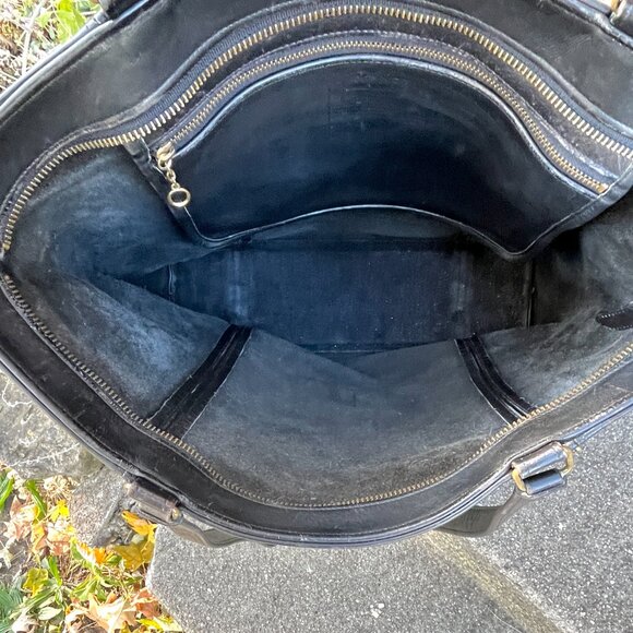 COACH Vintage USA 80s Large Navy Black Ink Zip Shoulder Brief Bag Carryall Tote - Picture 6 of 8